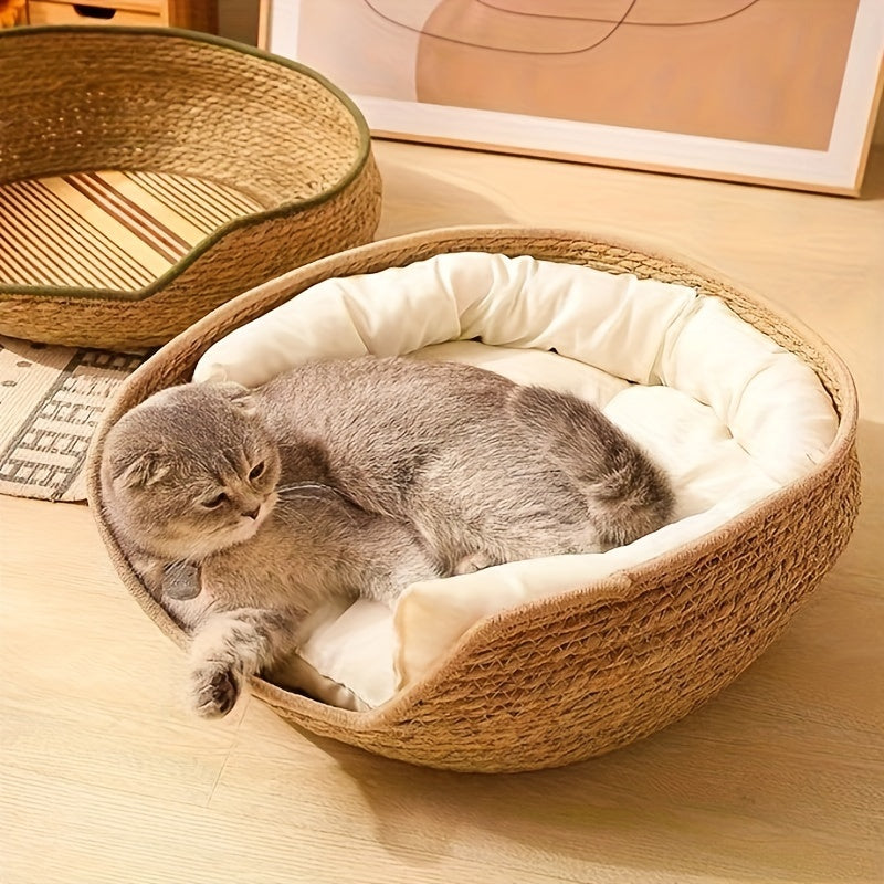 Large Cat Bed with Removable Cushion