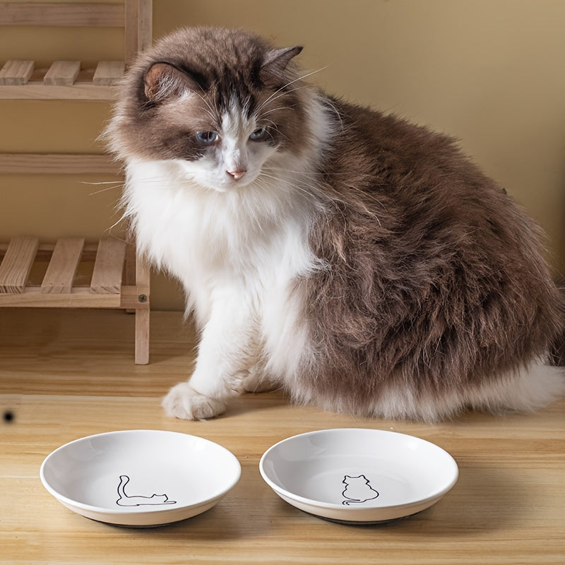 Ceramic Cat Bowl with Silicone Grip