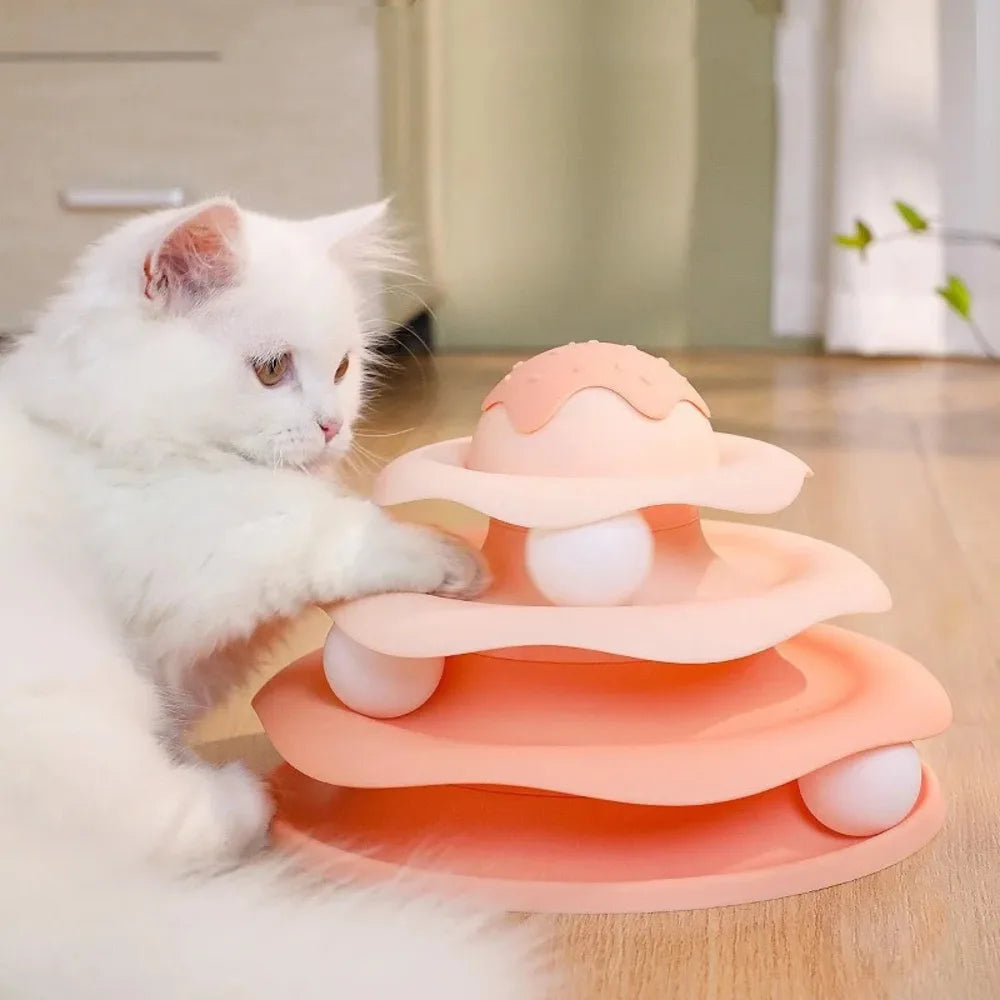 Cat Track Toys Three-layer Cat Turntable with Ball