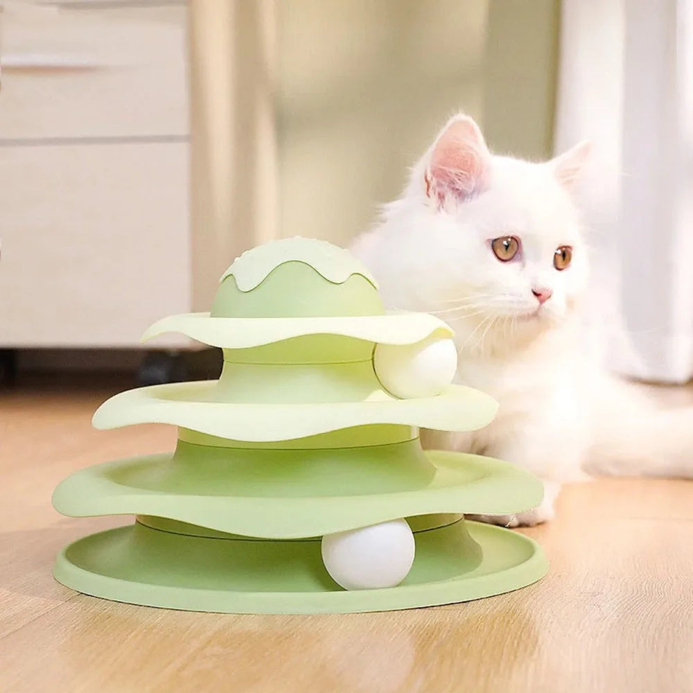 Cat Track Toys Three-layer Cat Turntable with Ball