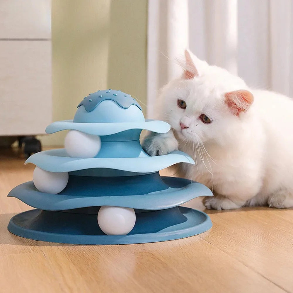 Cat Track Toys Three-layer Cat Turntable with Ball