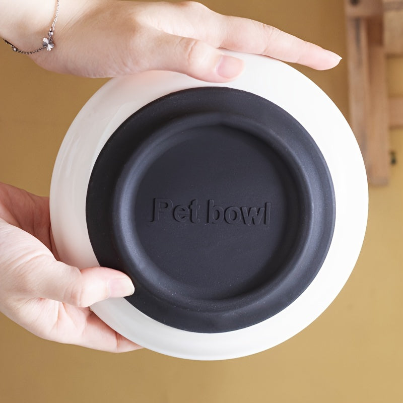 Ceramic Cat Bowl with Silicone Grip